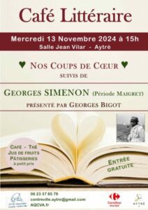 Affiche café littéraire du 13/11/2024